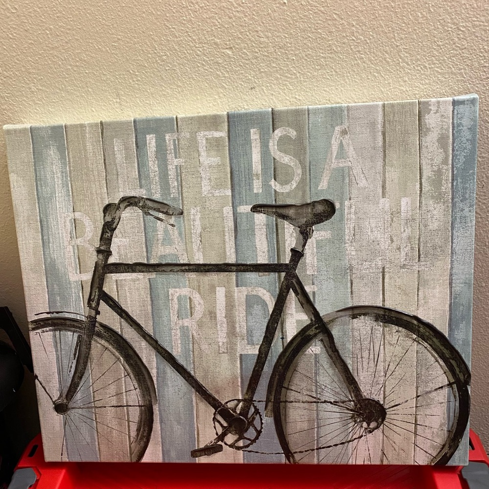 Rustic Bicycle Canvas Wall Art Life Is A Beautiful Ride picture.  OSP